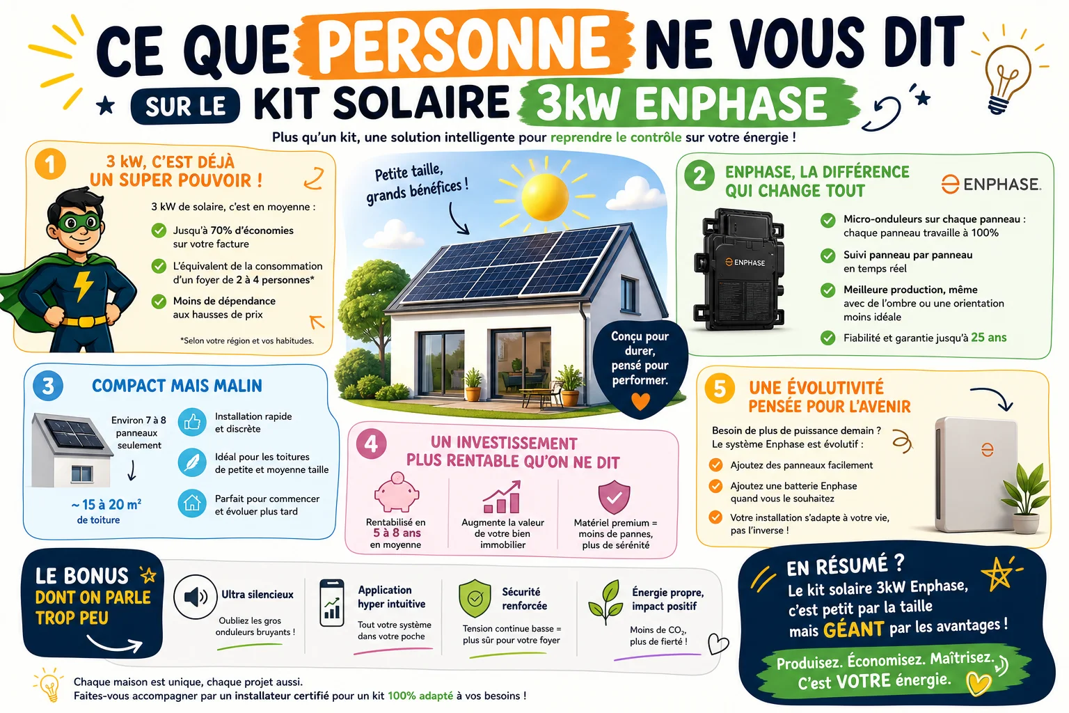 Infographie — Ce que personne ne vous dit sur le kit solaire 3kW Enphase